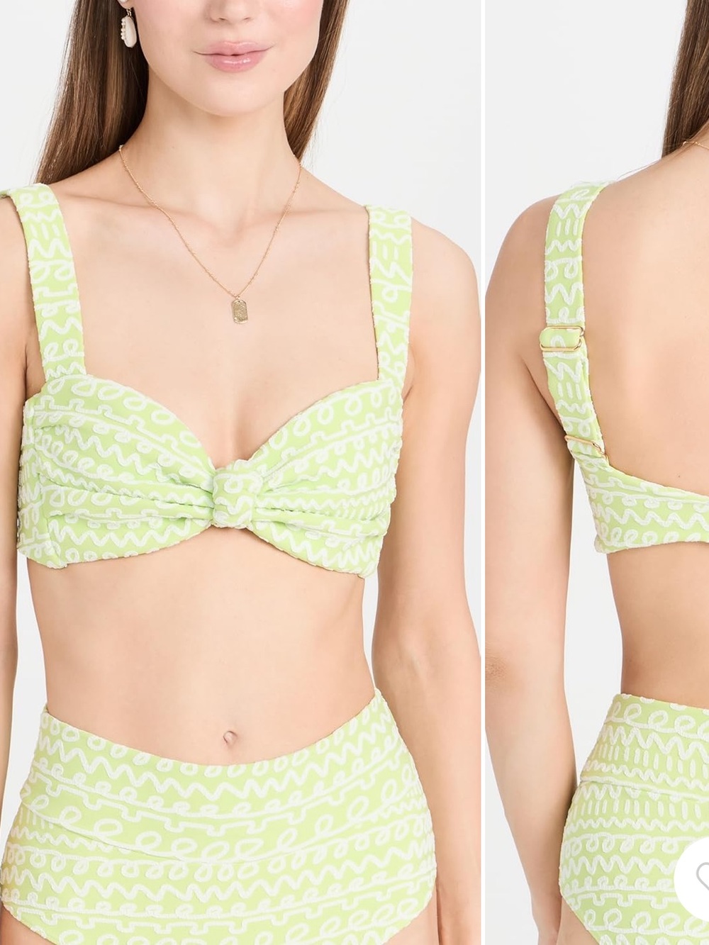 Montce Hayden Lime Patterned Knot-Front Bikini Top